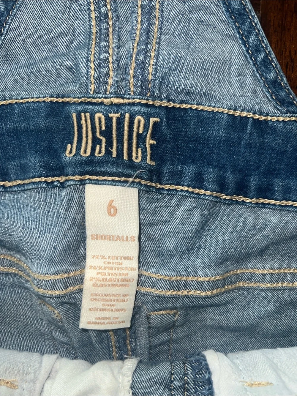 Justice Ombre Denim Short Overalls in Dark Blue and Light Blue